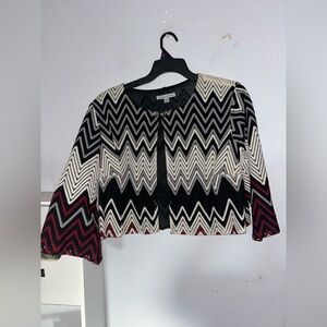 Danny & Nicole Zigzag Cardigan in Black, White, and Red